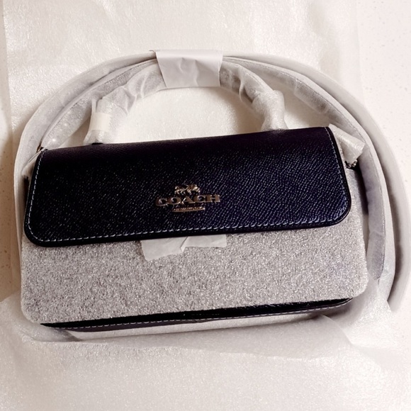 Coach Mini Josie Top Handle Bag In Signature coated canvas, Silver/Blue/Navy New - Picture 10 of 14